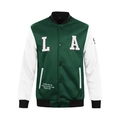 Classic green and white baseball jacket with LA embroidery and athletic collegiate style - S / Green