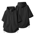 Schwarzes schnelltrocknendes Sportset mit Kapuzen-Windjacke und Shorts für Herren im Sommer - Schwarz