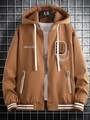 Close-up of the detailed Active Spirit embroidery and large D letter patch on the jacket - S / Brown