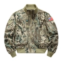 Men's camouflage flight bomber jacket with tactical zip pockets and military patches - S / Camouflage