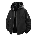 Veste à capuche noire grande taille pour homme avec doublure à carreaux bleu et blanc - M / Noir