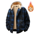 Veste à carreaux bleue et noire pour homme avec doublure polaire chaude en sherpa - S / Bleu