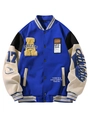 Veste collège bleue avec broderies athlétiques et manches contrastées - S / Bleu