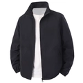 Classic black pilot bomber jacket with a stand collar and elastic cuffs for men - M / Black
