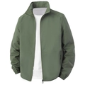 Men's olive green bomber jacket with stand-up collar and ribbed cuffs in casual style - M / Green