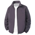 Men's stylish standing collar lightweight bomber jacket in dark purple with zipper detail - M / Gray