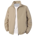 Men's khaki bomber jacket with stand collar and full zipper closure in a slim fit style - M / Off White