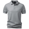 Polo da uomo grigia in tencel a maniche corte con bordi bianchi a contrasto - S / Grigio Medio
