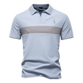 Light blue short sleeve Polo shirt with deer embroidery and V-neck for men - Light Blue