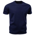 Hochwertiges dunkelblaues Herren-T-Shirt aus flüssiger Ammoniak-Baumwolle mit Rundhals - S / Marineblau
