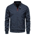 Veste décontractée bleu foncé pour homme avec col montant et doublure rouge - M / Bleu Marine