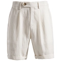 Short décontracté pour homme en coton Lyocell blanc cassé avec détails de plis - S / Blanc Cassé