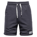 Pantalones cortos de deporte para hombre en punto gofrado gris oscuro con cordón elástico - S / Bottoms / Gris humo