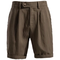 Short décontracté homme en coton Lyocell kaki foncé avec taille élastique - S / café