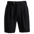 Short pour homme en coton Lyocell noir avec ourlet revers et taille élastiquée - S / Noir