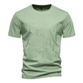 T-shirt verde slim fit a maniche corte con ricamo geometrico sul petto per uomo - Verde chiaro