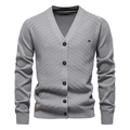 Heren vest in grijs met V-hals, wafelpatroon textuur en een moderne slanke pasvorm - Grijs