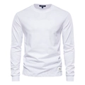 Klassiek wit katoenen T-shirt met lange mouwen voor heren met ronde hals en geribbelde manchetten - XS / Tops / Wit
