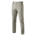 Men's slim fit cotton linen trousers in light grey stone color with side pockets - Natural Hemp