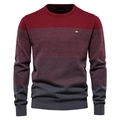 Pull en maille ajusté pour homme avec col rond et rayures bordeaux et gris dégradé - Y121 Rouge Vin