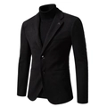Slim fit black men's blazer jacket with two-button design and refined twill texture - 48 / Black