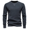 Jersey de punto para hombre azul marino con cuello redondo y mangas raglán - S / Tops / Gris Oscuro
