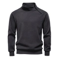 Herren Fleece-Sweatshirt in Dunkelgrau mit asymmetrischem Stehkragen und Raglan-Ärmeln - S / Oberteile / Schwarz und Grau
