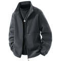 Giacca in pile da uomo color carbone con collo alto e cerniera per calore all'aperto - M / grigio scuro