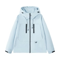 Chaqueta con capucha azul claro impermeable para parejas con bolsillos funcionales negros - S / Azul glaciar