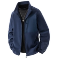 Giacca in pile blu navy da uomo con collo alto, capospalla termico caldo e antivento - M / Blu navy