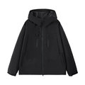 Chaqueta de exterior negra con capucha impermeable y múltiples bolsillos con cremallera - S / Negro
