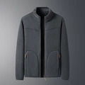 Men's grey double-sided polar fleece jacket with stand collar and orange zipper details - L / Men's Dark Grey