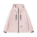 Chaqueta cortavientos rosa claro con capucha, cremalleras negras y puños ajustables - S / Rosa Coral