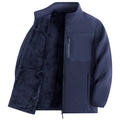 Giacca tattica in pile blu marino da uomo con fodera in calda lana d'agnello e collo alto - M / Blu scuro