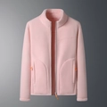 Detail of pink fleece jacket with warm lining and contrasting orange zipper puller - M / Women's Pink