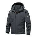 Deep grey hooded outdoor jacket with windproof lining and UTR sport logo print - Dark Gray
