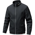 Men's slim fit black windproof bomber jacket with stand collar and striped rib cuffs - M / Black
