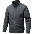 Men's slim fit dark grey stand collar jacket with ribbed cuffs and striped details - M / Dark Gray