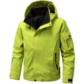 Chaqueta cortavientos verde fluorescente para hombre con capucha y bolsillos múltiples - M / Verde Fluorescente
