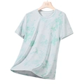 T-shirt uomo verde menta con stampa tie-dye floreale in tessuto traspirante per estate 2025 - M / Verde