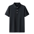Classic black short-sleeve polo shirt with breathable fabric and three-button placket - M / Black