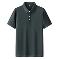 Classic dark grey short sleeve polo shirt for men featuring a breathable piqué fabric texture - M / Charcoal Black