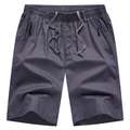 Pantaloncini casual in cotone da uomo con coulisse elastica e tasche con cerniera in grigio - L / grigio scuro