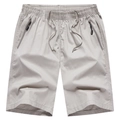 Pantaloncini cargo da uomo in cotone grigio chiaro con elastico in vita e cerniere - L / Grigio chiaro