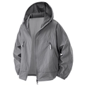 Men's UPF 100+ grey sun protection ice silk jacket with hood and zipper closure - S / Gray