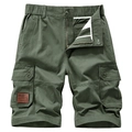 Pantaloncini cargo uomo verde oliva stile retrò americano con multitasche funzionali - M / Verde Militare