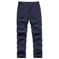 Men's navy blue quick-dry tactical pants with elastic waist and multi-pockets - Dark Blue