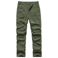 Army green tactical cargo pants with elastic waist and multi-pockets for outdoor wear - Army Green