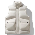 Gilet imbottito da uomo bianco crema con collo alto per l'inverno e design puffer - M / Avorio