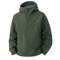 Army green hooded softshell jacket for couples with windproof breathable laser-cut vents - S / Army Green